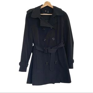 Calvin Klein Trench Coat Water Resistant Black Large
